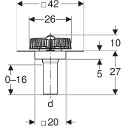 GEBERIT GE Pluvia DWE 25L for Bitumen d90 359099 – 359.099.00.1