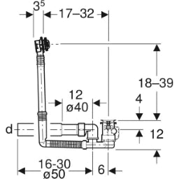 GEBERIT GE Bathtub Drain with Rotary Actuation d52mm – 150.595.00.6