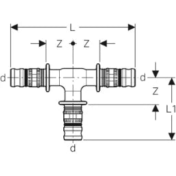 GEBERIT GE Mepla Equal Tee PVDF d75mm – 628.310.00.5