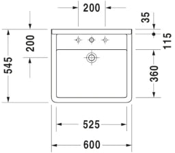 DURAVIT Duravit Starck 3 Vital Washbasin 600mm with overflow, with tap platform, 1 tap hole, white – 0309600000