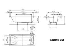 KALDEWEI Kaldewei Cayono Bathtub 180x80cm, white – 275100010001