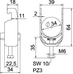 OBO U-bolt Clamp 2056 28-34mm Steel hot-dip galvanized – 1186729