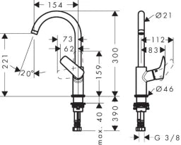 HANSGROHE HG Logis Waschtischmischer 210 Schwenkauslauf, chrom – 71131000