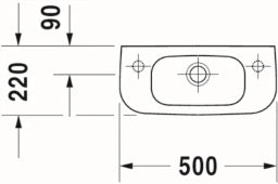 DURAVIT Duravit D-Code Handrinse Basin 500x220mm with Overflow, 1 Tap Hole, Right, White - 7065000082
