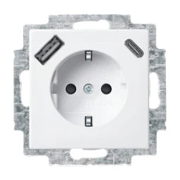 BUSCH-JAEGER SCHUKO/USB Socket, USB-A+C balance® SI, alpine white – 2CKA002011A6298