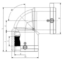 ALIAXIS Frialen Electrofusion Elbow W90 90° 2xSocket da125mm SDR11 ÖVGW Water PN16 – 612107