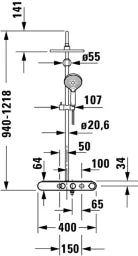 DURAVIT Duravit Shower System Shelf 1050 chrome Shower Thermostat 400x940x524mm – TH4382008005