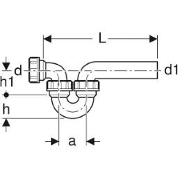 GEBERIT GE Siphon fuer Ausgussbecken d50/50mm, Ein- und Auslauf waagrecht – 152.040.16.1