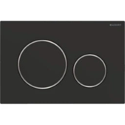 GEBERIT GE Sigma20 dual-flush plate, matte black lacquered, polished ring, round – 115.882.14.1