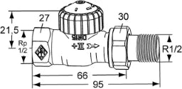 HEIMEIER Heimeier Thermostatic Valve Body V-Exact II, Straight Pattern 1/2" – 3712-02.000