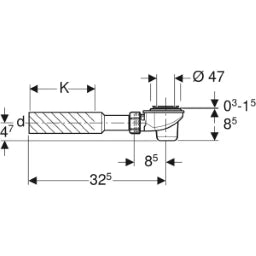 GEBERIT GE Duschwannenablauf Uniflex d52mm, SH50 – 150.698.00.1