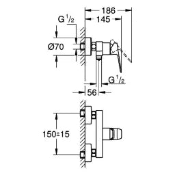 GROHE Grohe Cubeo EH-Brausebatterie Wandmontage matt black – 101824 243 0