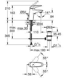 GROHE Eurostyle single-lever basin mixer, closed lever, chrome – 23 707 003