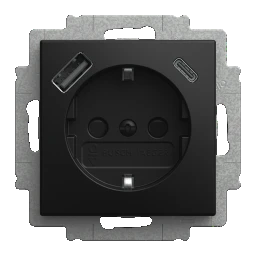 BUSCH-JAEGER SCHUKO® USB Socket Outlet Insert Safety+ with USB A/C Busch-balance® SI – 2CKA002011A6342
