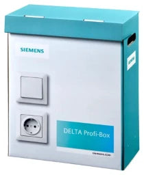 SIEMENS PROFI-Box with 100 universal switches and rockers, DELTA line, titanium white – 5TA21560KA