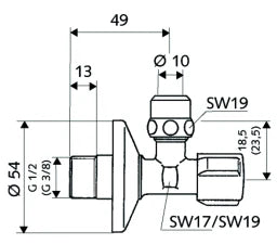 SCHELL SCHELL 3/8" Corner Valve with Sliding Escutcheon – 04 906 06 99
