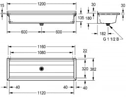 KWC AUSTRIA KWC Waschrinne 1200x210x382mm, CNS, seidenmatt – 2030043779