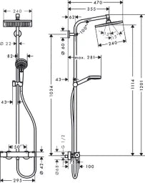 HANSGROHE HG Crometta E 240 1jet Showerpipe, chrom – 27271000
