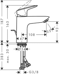 HANSGROHE HG Logis 100 Waschtischmischer mit Metall-Ablauf, chrom – 71171000