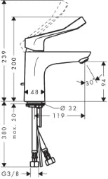 HANSGROHE HG Focus Care 100 Basin Mixer Chrome - 31911000