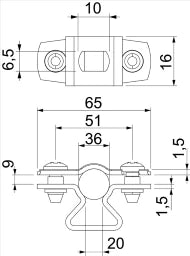 OBO Spacer clip with slotted hole 30-36mm, steel, electro-galvanized - 1362776