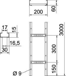 OBO Kabelleiter gelocht, mit VS Sprosse 60x2 00x3000 Stahl bandverzinkt – 6208538