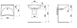 LAUFEN Laufen Rehab Waschtisch 66cm weiß mit Hahnloch – H8106030001041