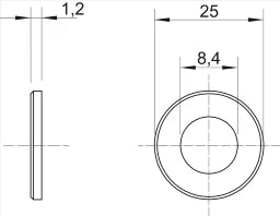 OBO Large Washer M8, Ø25mm Galvanized Steel - 3403130