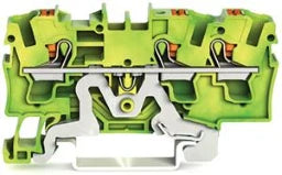 WAGO 3-Leiter-Schutzleiterklemme mit Drücker 4 mm², grün-gelb – 2204-1307
