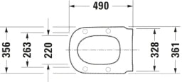 DURAVIT Duravit D-Code Vital Toilet Seat Ring without Lid, Stainless Steel Hinges, Long, White – 0060710000