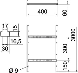 OBO Cable ladder perforated, with VS rung 60x400x3000 Steel strip-galvanized – 6208544