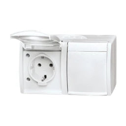 BUSCH-JAEGER FR AP Schuko 2-gang horizontal Ocean IP44, alpine white - 2CKA002084A0711