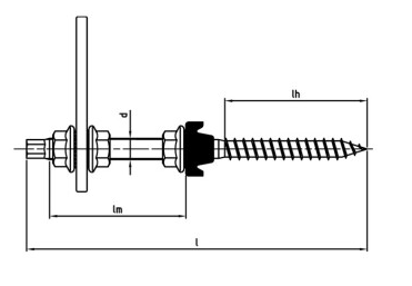Hanger Bolts M10x250 with Adapter Plate + DIN 6923 + EPDM SALE