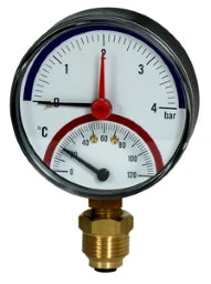 JAKO Mano-Thermometer Fig H 30A 1/2" 80 mm dia. rear conn. – 8000500000