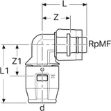 GEBERIT GE PushFit Transition T-piece PVDF MasterFix 90 deg. d16mm x RpMF1/2 – 650.502.00.1