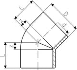 FISCHER GEORG GF Winkel 45° PVC-U d 50   – 721150110