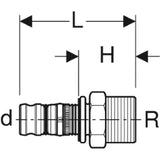GEBERIT GE Mepla transition with external thread RG d75mm x R2 1/2 – 608.541.00.5