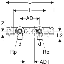 GEBERIT GE FlowFit AnWinkel-Set, vormont., ged. 2fach, abges. d20mm x Rp1/2 AD15,3cm RG+   – 619.651.00.1