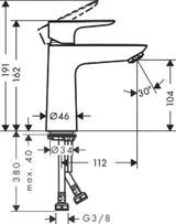 HANSGROHE HG Talis E Waschtischmischer ohne Ablaufgarnitur, chrom  – 71712000