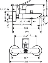 HANSGROHE HG Rebris E Exposed Bath Mixer Tap chrome - 72450000