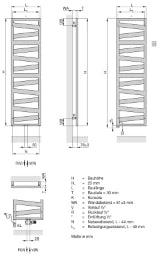ZEHNDER Zehnder Passion coll.1 Electric Design Radiator 750W, 168.6x60cm, RAL 9016 - ZRIZ1760B100010