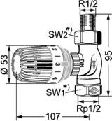 HEIMEIER Heimeier Rücklauftemperaturbegrenzer 1/2" Durchgangsform  – 9174-02.800