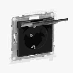 LEGRAND SEANO Schuko-Steckdose, SL, erhöhter Ber ührungsschutz, Klappdeckel IP44, SW  – 765324