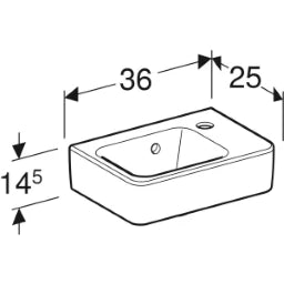 GEBERIT SANITARY Geberit Renova Plan Hand Basin 36x25cm with Tap Hole, with Overflow – 500.382.01.1