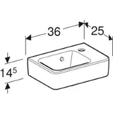 GEBERIT SANITARY Geberit Renova Plan Hand Basin 36x25cm with Tap Hole, with Overflow – 500.382.01.1