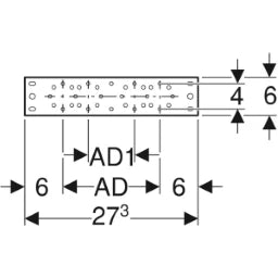 GEBERIT GE Mepla Mounting Plate Straight Double, AD7.3 and 15.3cm – 601.737.00.1