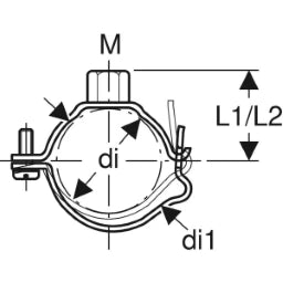 GEBERIT GE PE Rohrschelle d 63mm verzinkt mit Gewindemuffe M10 364843   – 364.843.00.2