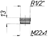 SCHMIEDL GS Reduktionsnippel M22 x 1mm AG 1/2" IG   – U1ST114