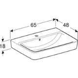 GEBERIT SANITAER Geberit Renova Plan WT 65x48cm weiß mit Hahnloch, mit Überlauf   – 501.640.00.1