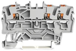 WAGO 3-Leiter-Durchgangsklemme mit Drücker 2,5 mm², grau   – 2202-1301
